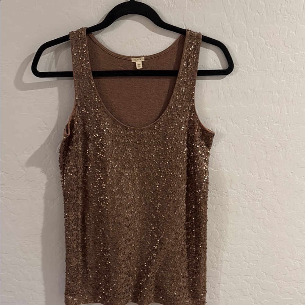 J. Crew Brown Sequin Sleeveless Tank Top